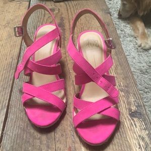 Hot pink wedges